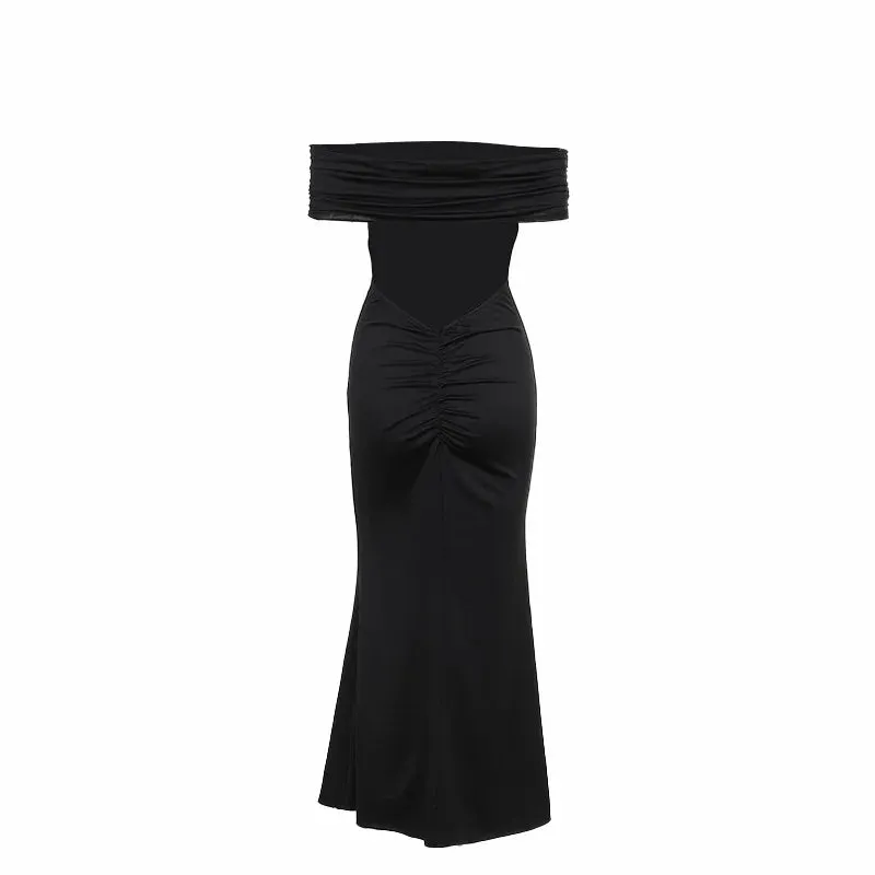 Mermaid Off-Shoulder Backless Gown - Ruched for Evening Glamour