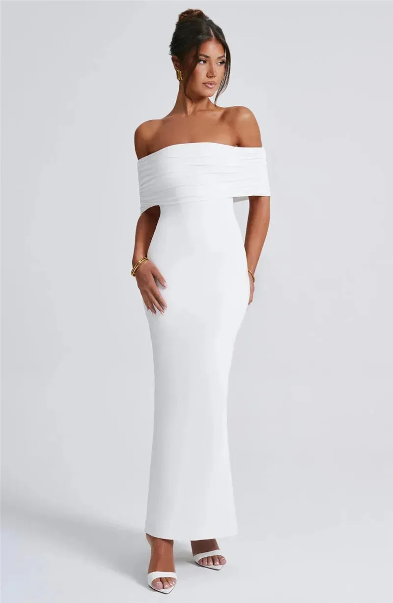 Mermaid Off-Shoulder Backless Gown - Ruched for Evening Glamour