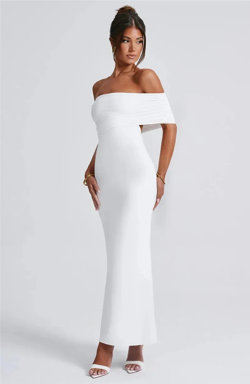 Mermaid Off-Shoulder Backless Gown - Ruched for Evening Glamour