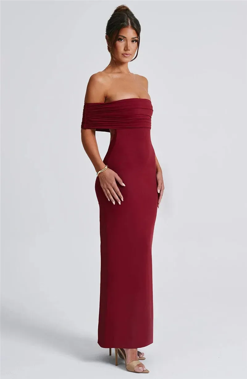 Mermaid Off-Shoulder Backless Gown - Ruched for Evening Glamour