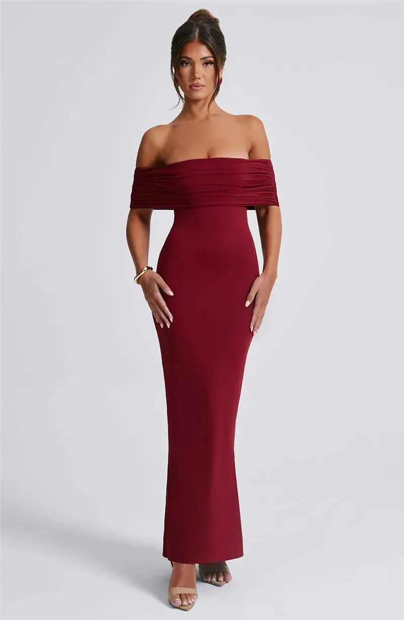 Mermaid Off-Shoulder Backless Gown - Ruched for Evening Glamour