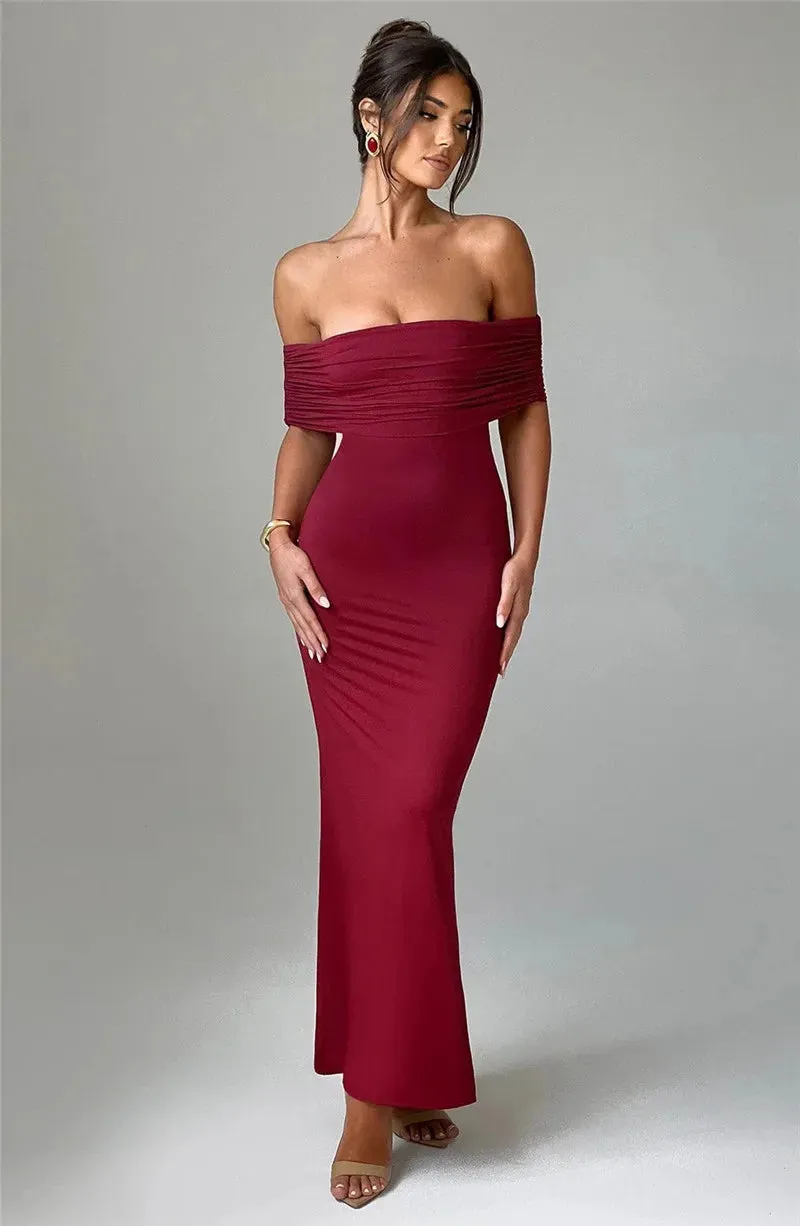 Mermaid Off-Shoulder Backless Gown - Ruched for Evening Glamour