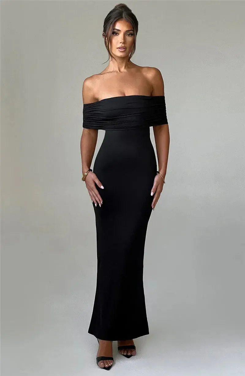 Mermaid Off-Shoulder Backless Gown - Ruched for Evening Glamour