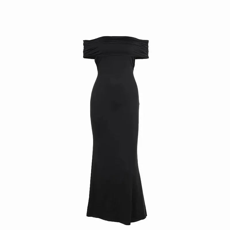 Mermaid Off-Shoulder Backless Gown - Ruched for Evening Glamour