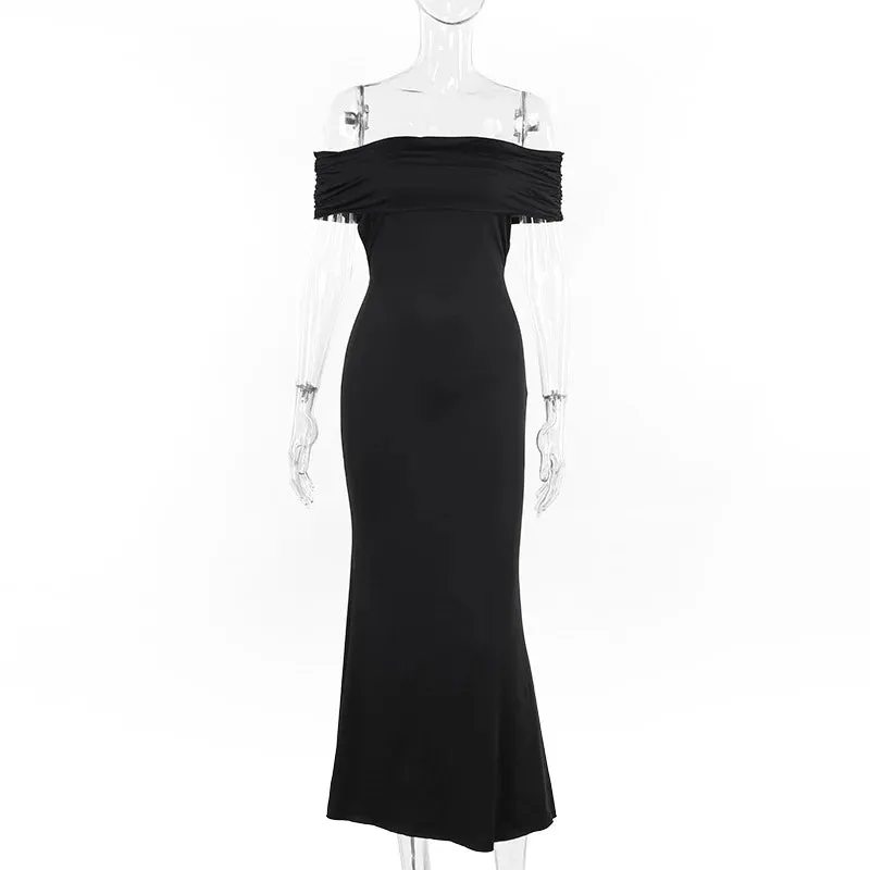 Mermaid Off-Shoulder Backless Gown - Ruched for Evening Glamour