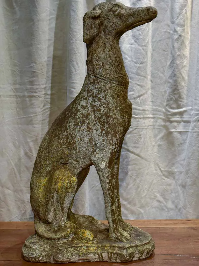 Mid century French garden sculpture of a greyhound