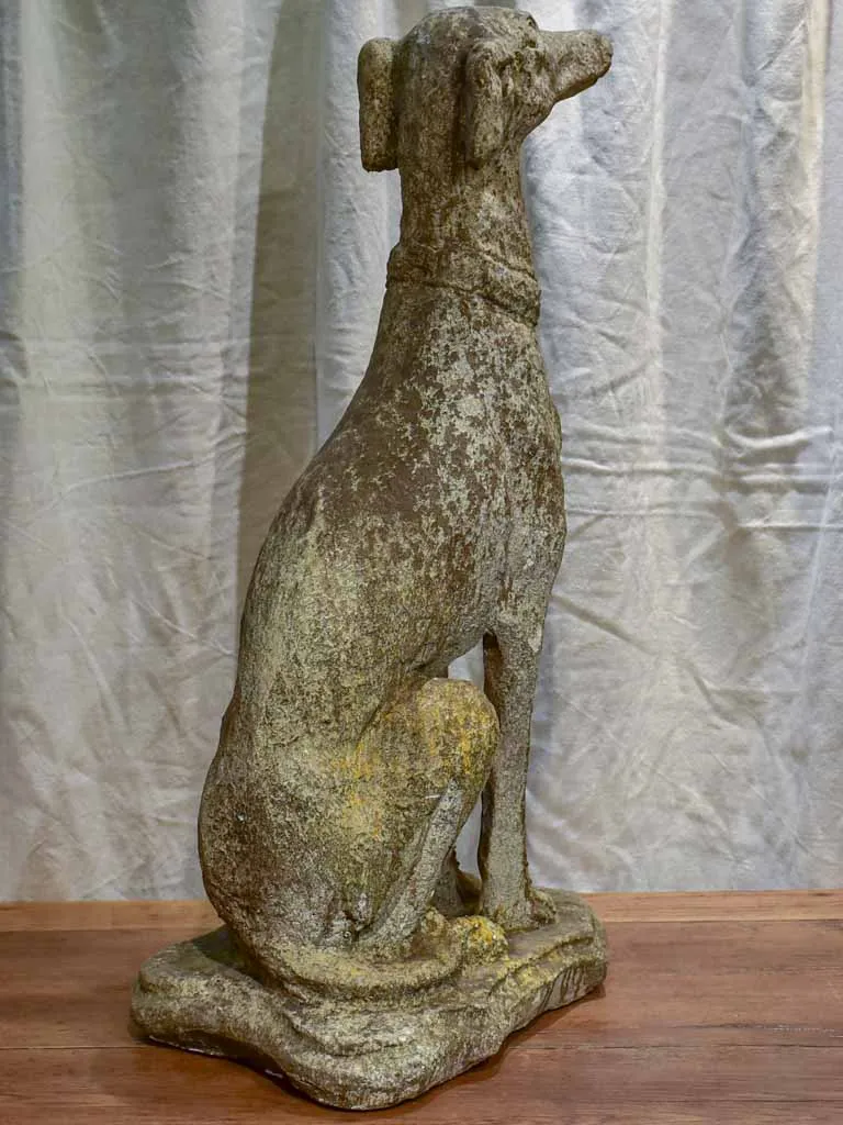 Mid century French garden sculpture of a greyhound