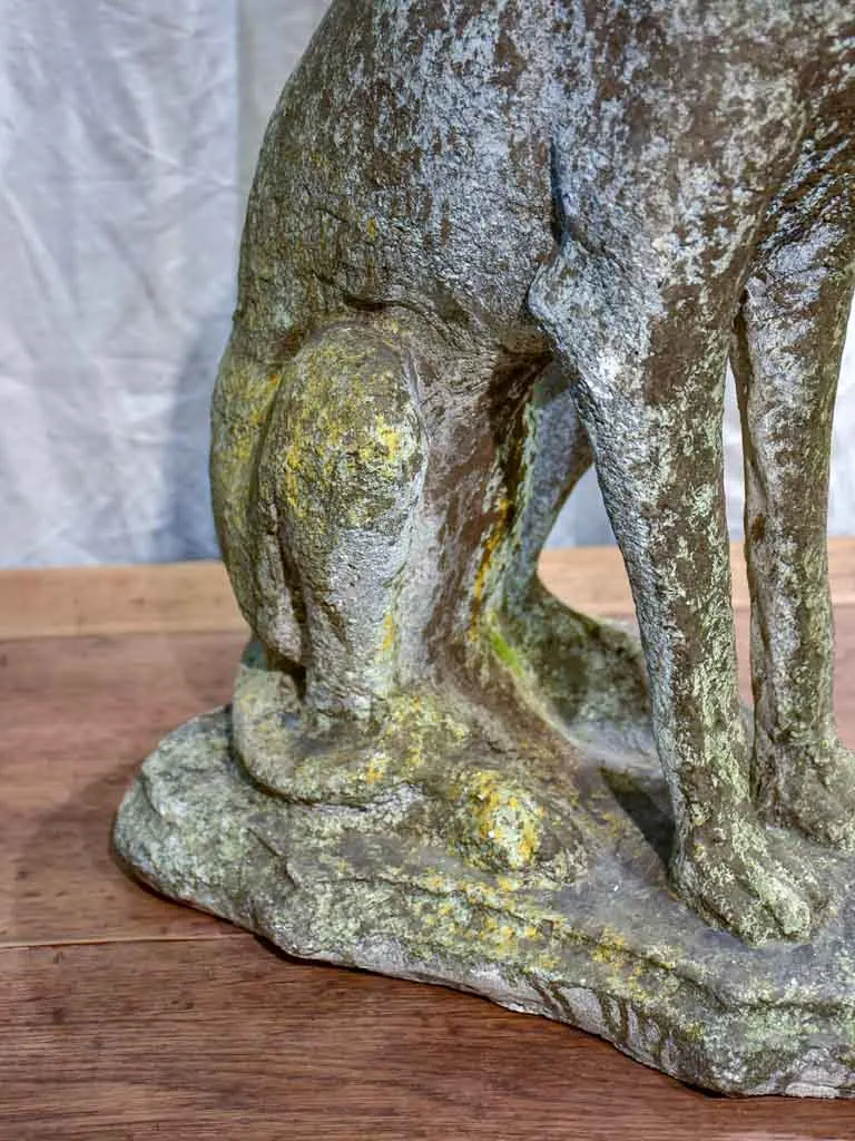 Mid century French garden sculpture of a greyhound