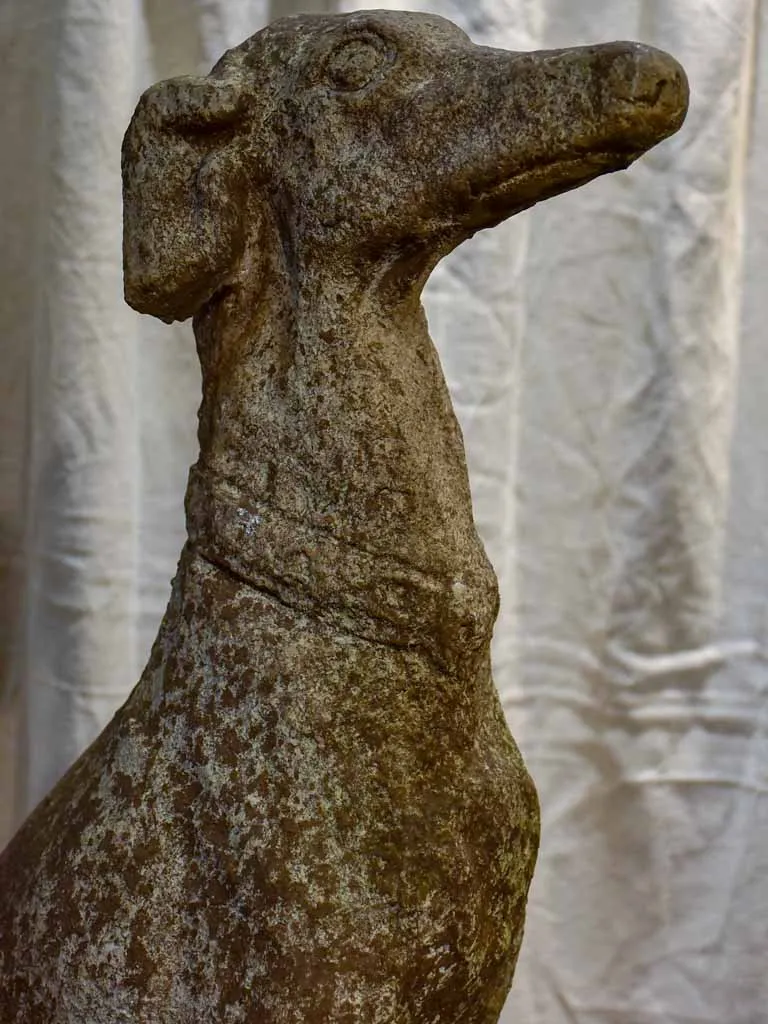 Mid century French garden sculpture of a greyhound