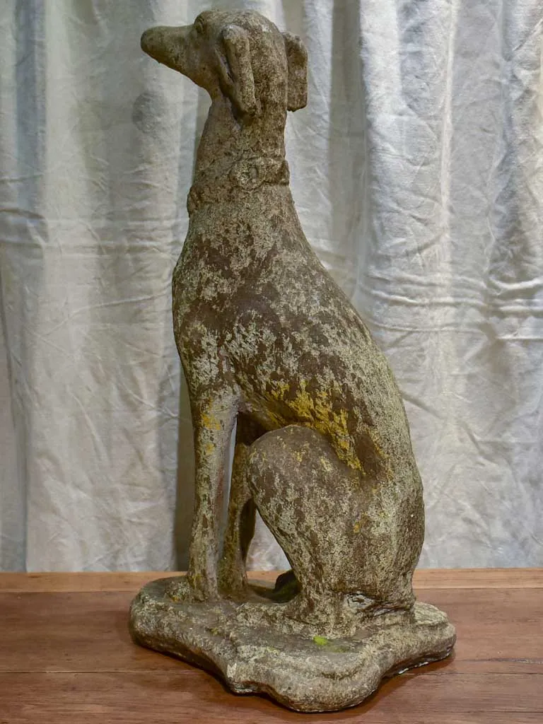 Mid century French garden sculpture of a greyhound