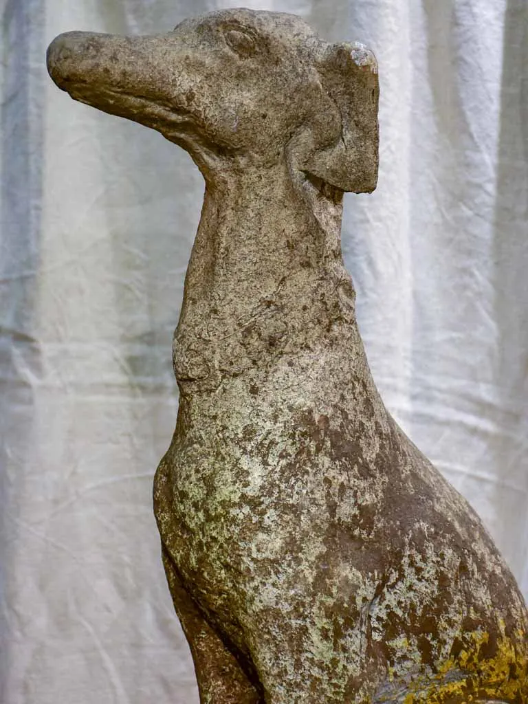 Mid century French garden sculpture of a greyhound