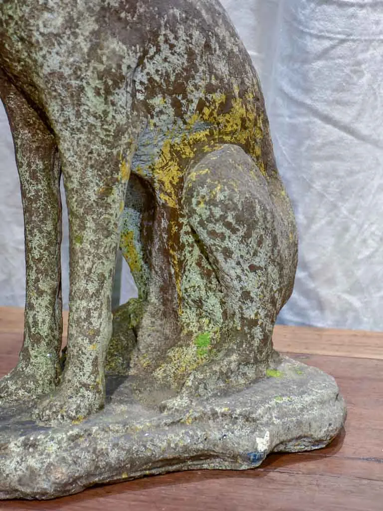 Mid century French garden sculpture of a greyhound