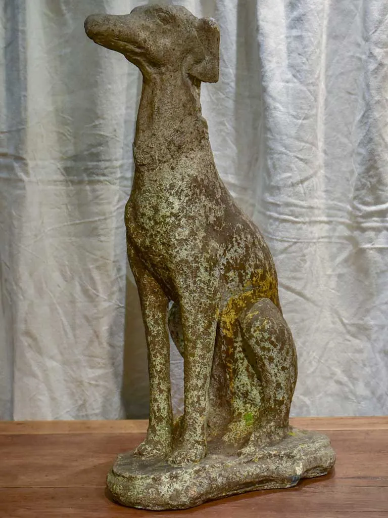 Mid century French garden sculpture of a greyhound