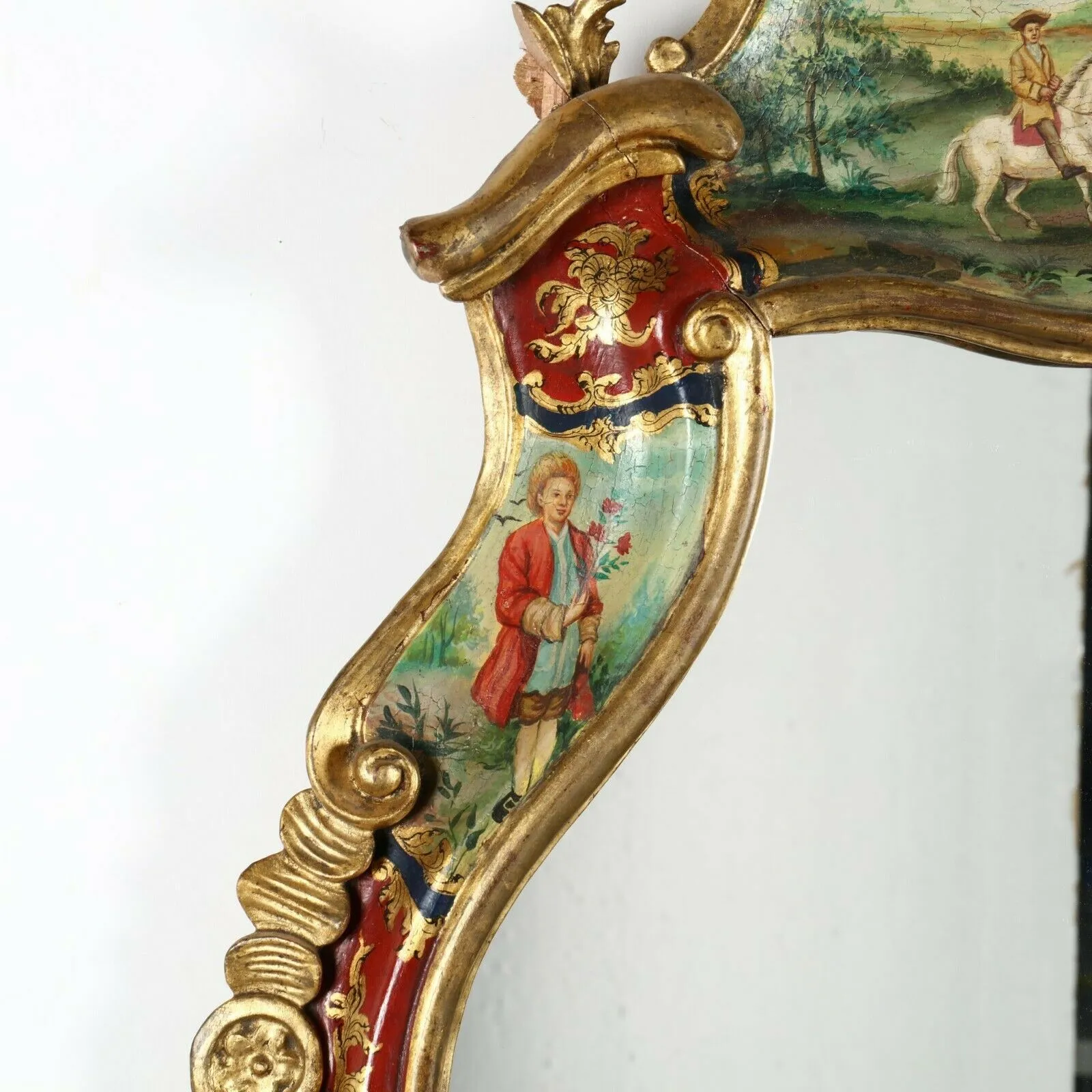 Mirror, Italian Baroque Venetian Style Painted Mirror, Vintage