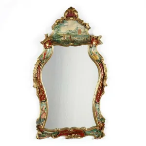 Mirror, Italian Baroque Venetian Style Painted Mirror, Vintage
