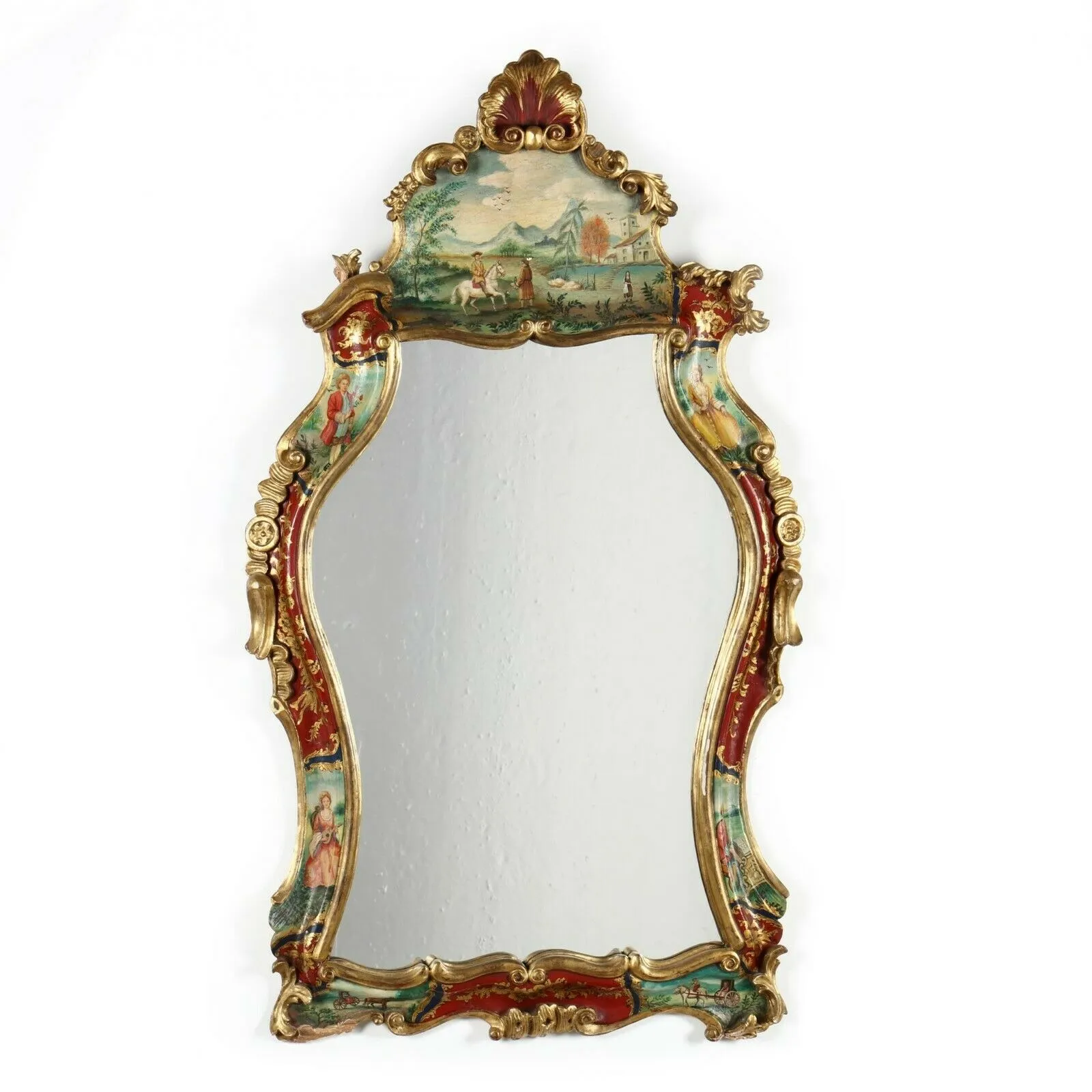Mirror, Italian Baroque Venetian Style Painted Mirror, Vintage
