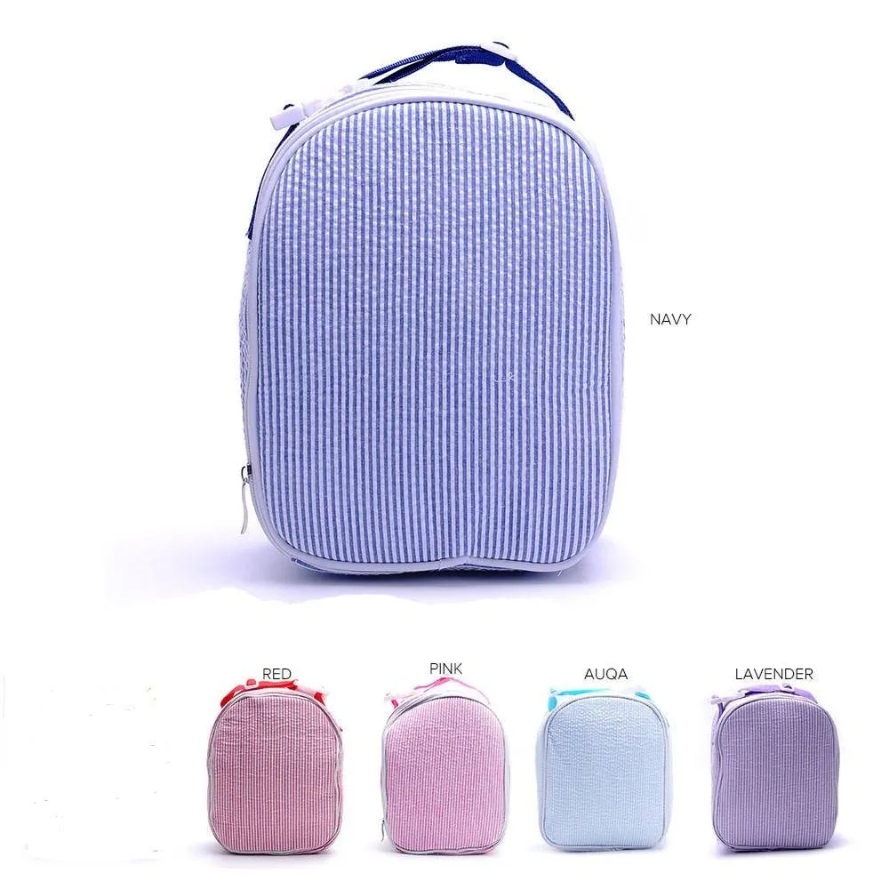 Monogrammed Seersucker Backpacks