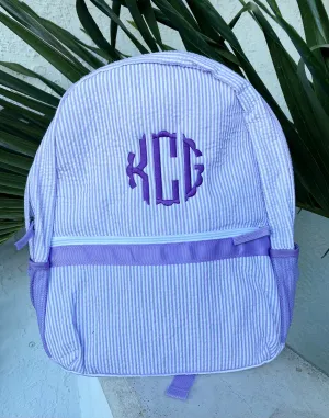 Monogrammed Seersucker Backpacks
