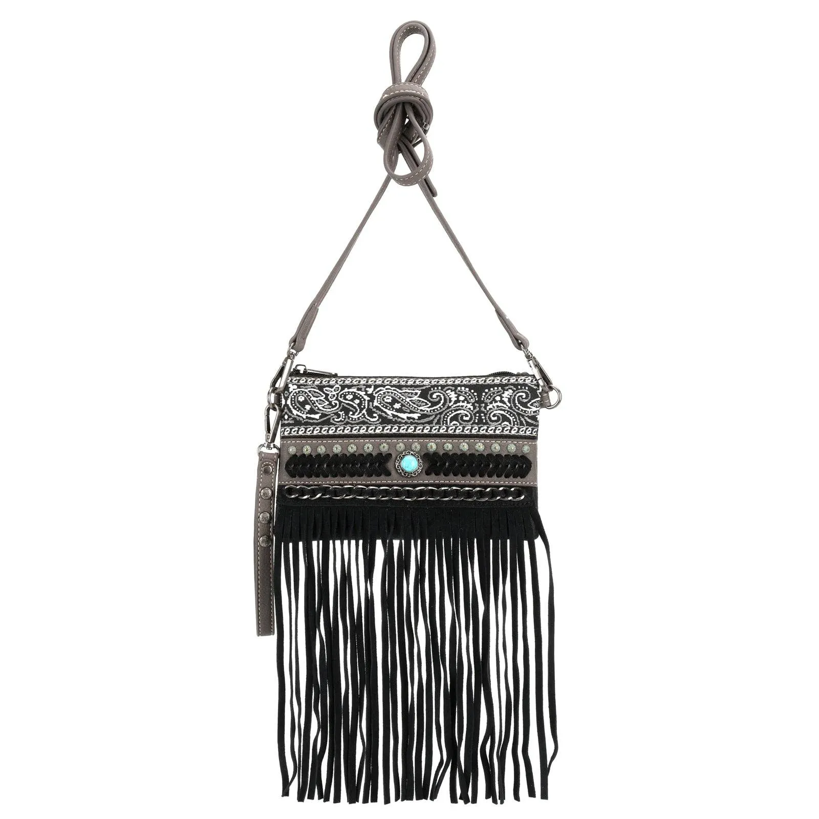 Montana West - MW1237-181 Montana West Fringe Collection Clutch/Crossbody -: Black