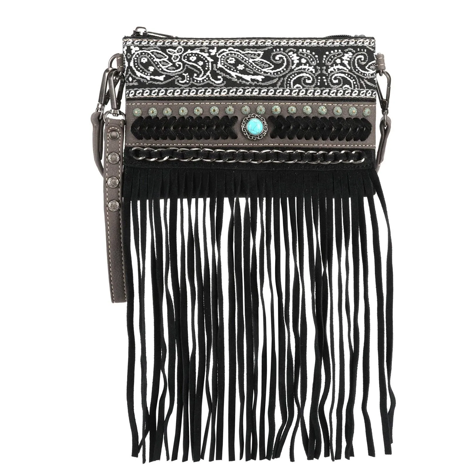 Montana West - MW1237-181 Montana West Fringe Collection Clutch/Crossbody -: Black