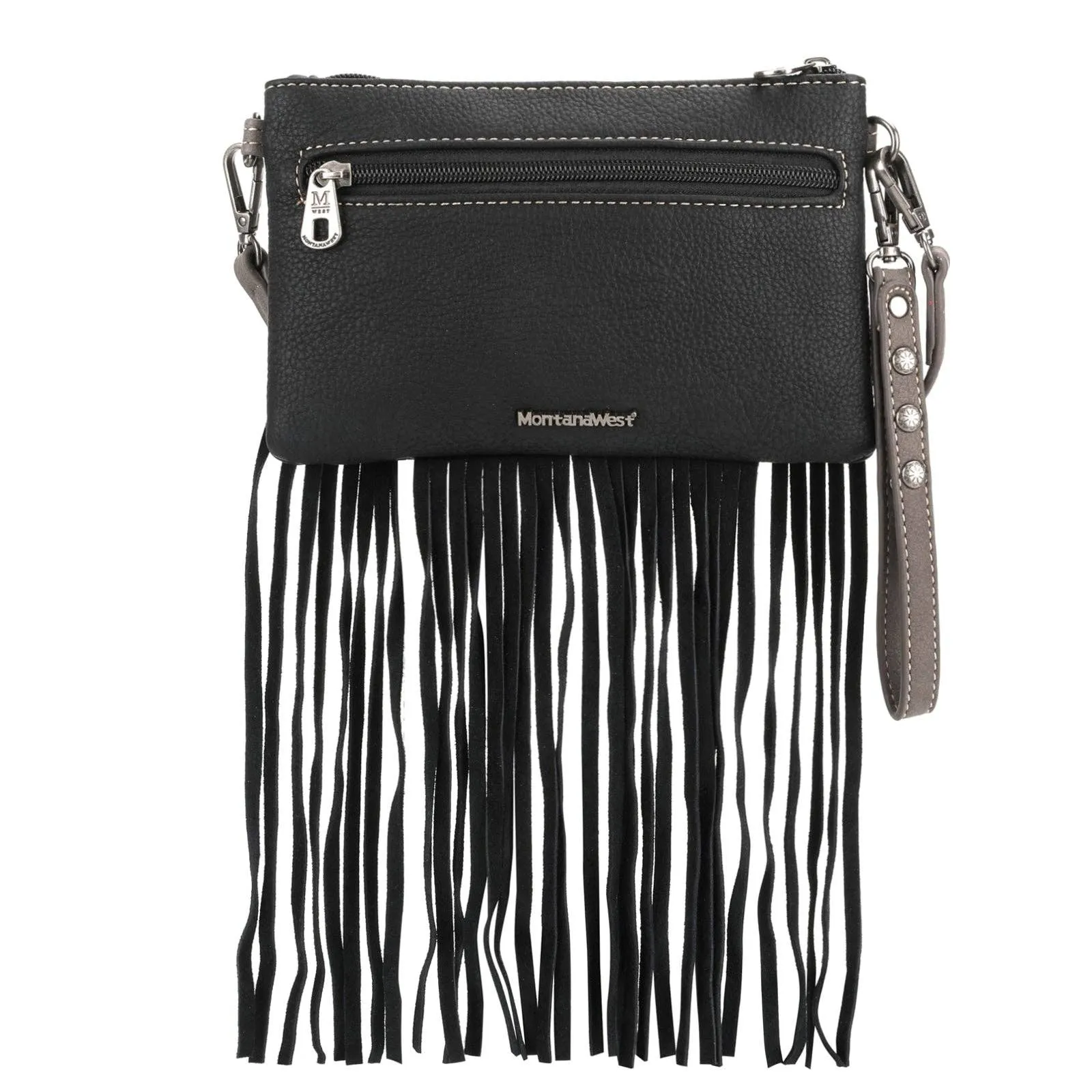 Montana West - MW1237-181 Montana West Fringe Collection Clutch/Crossbody -: Black