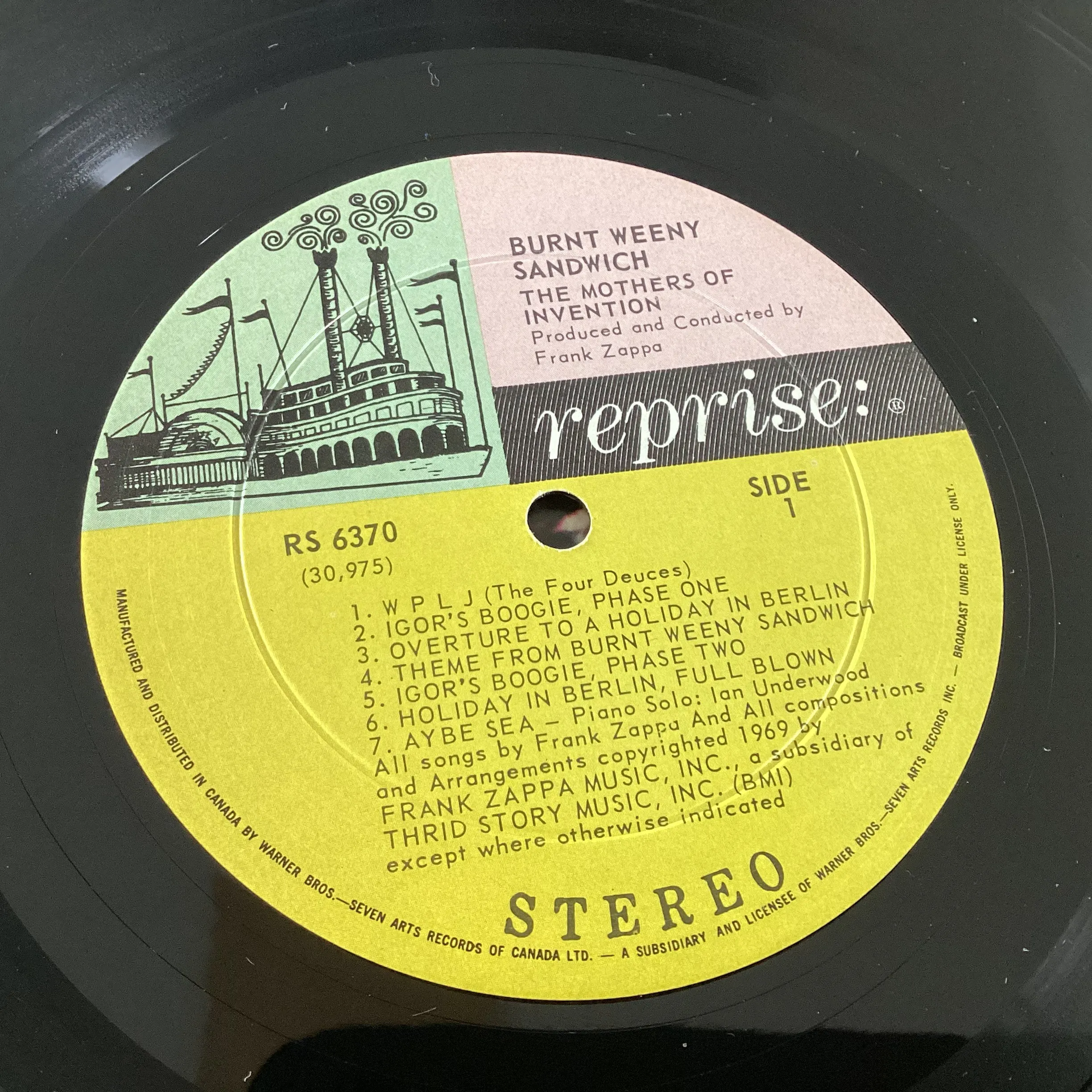 MOTHERS OF INVENTION (ZAPPA) = BURNT WEENY SANDWICH (CDN 1970 TRI-COLOUR STEAMBOAT) (USED)