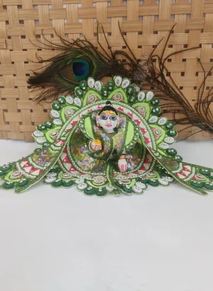 Multi kodhi design embroidery green laddu gopal dress