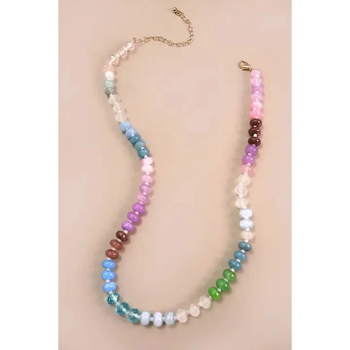 Natural Agate Glass Bead Necklace