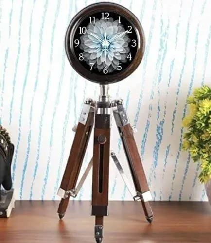 NORVILLE® Table Clock Wooden Antique Stylish Desk Watch Clock for Home Decoration Office Desk Study Table Decorative Gift Item