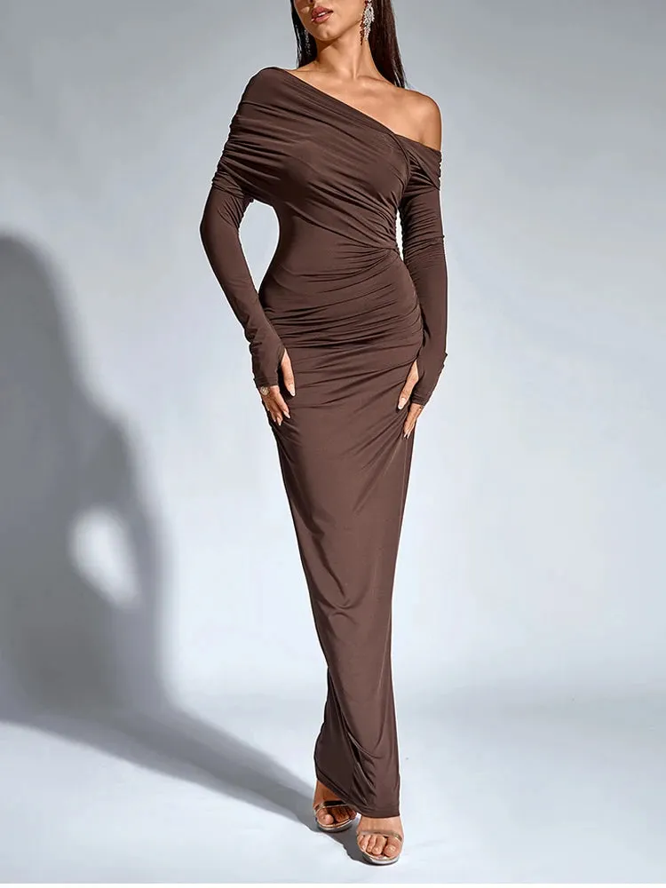 One-Shoulder Wrap Maxi Dress – Perfect for Parties