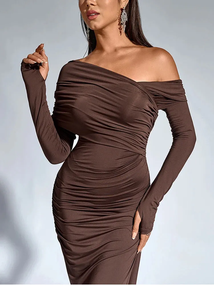 One-Shoulder Wrap Maxi Dress – Perfect for Parties