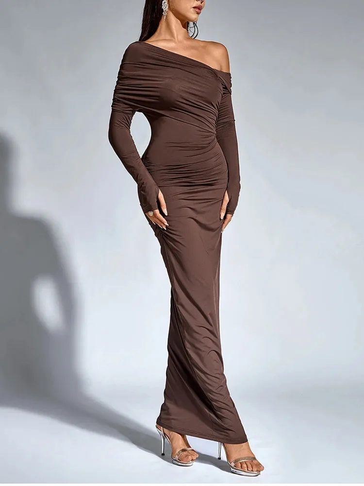One-Shoulder Wrap Maxi Dress – Perfect for Parties