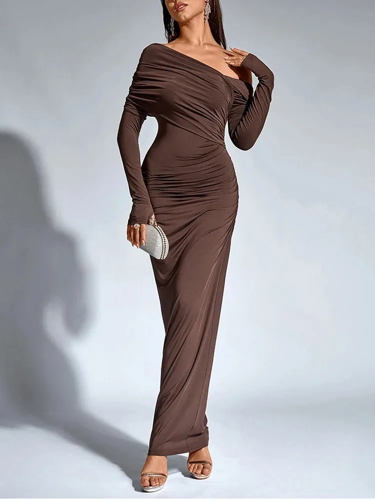 One-Shoulder Wrap Maxi Dress – Perfect for Parties
