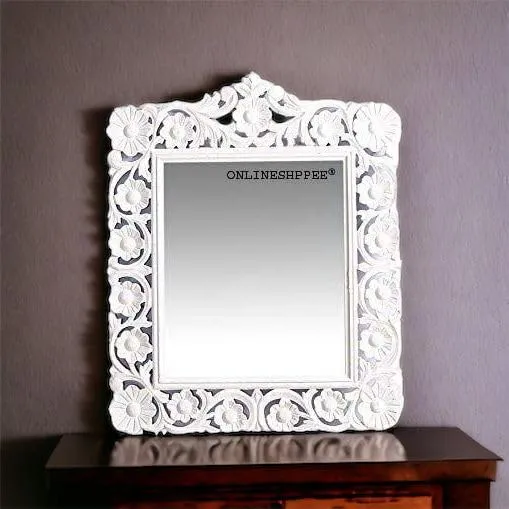 Onlineshoppee Modern Decorative Wooden Wall Mirror Bathroom Mirror Golden (Design-7, Framed, Rectangular)