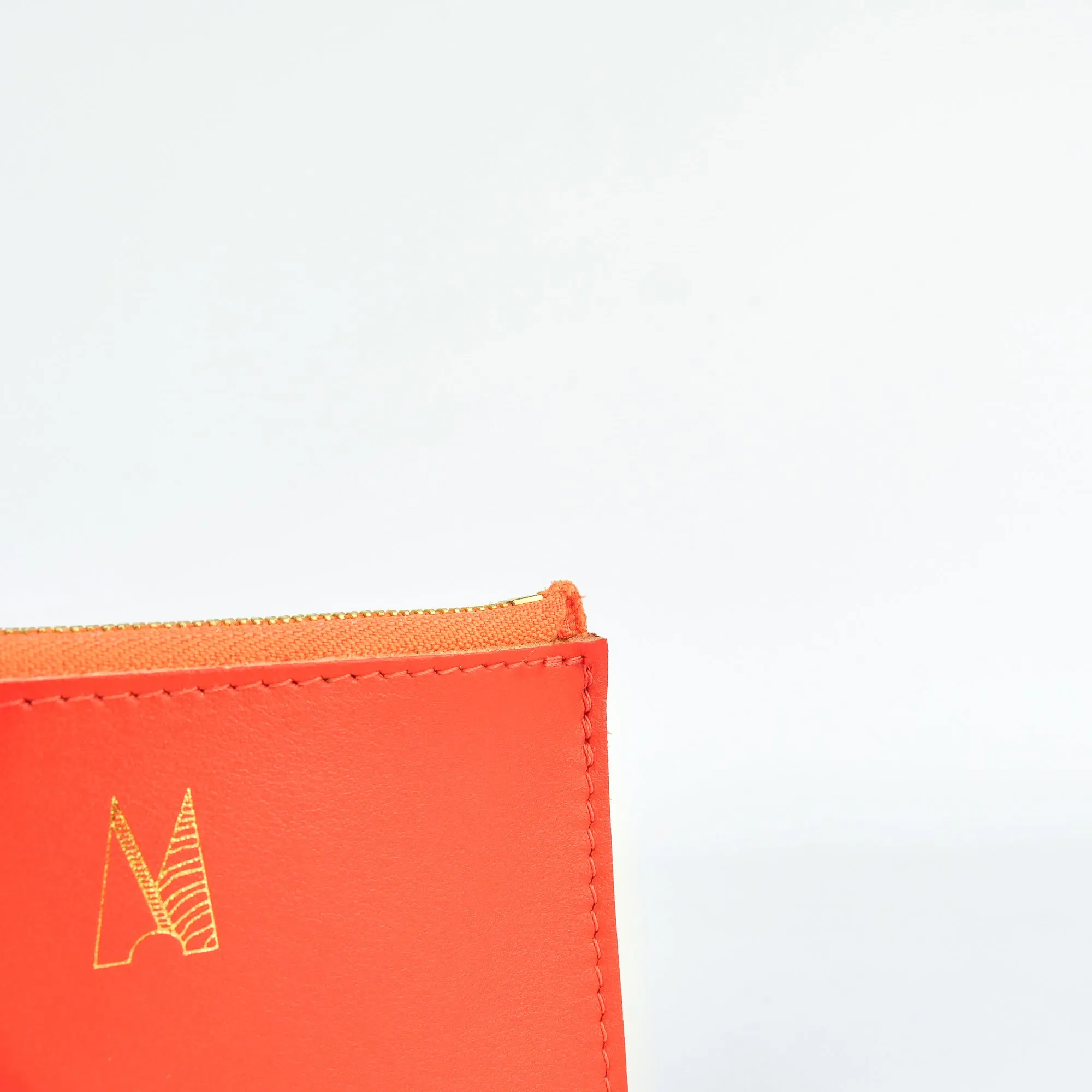 Orange Leather Zip Purse - Roam