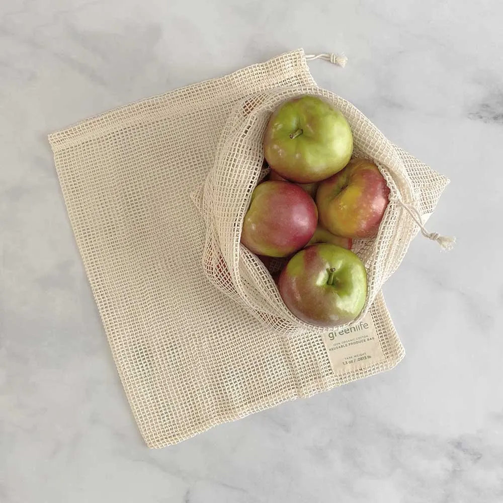 Organic Cotton Reusable Produce Bags (Set of 2)