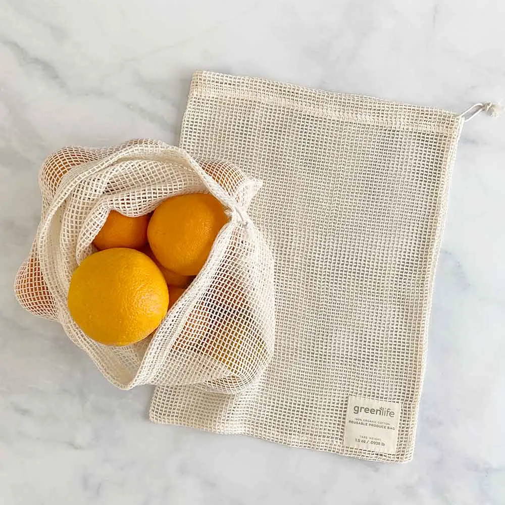 Organic Cotton Reusable Produce Bags (Set of 2)