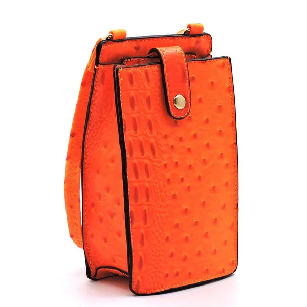 Ostrich look Croc Crossbody Bag Cell Phone Purse