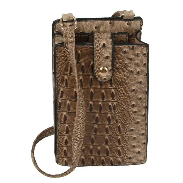 Ostrich look Croc Crossbody Bag Cell Phone Purse
