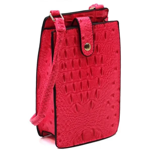 Ostrich look Croc Crossbody Bag Cell Phone Purse