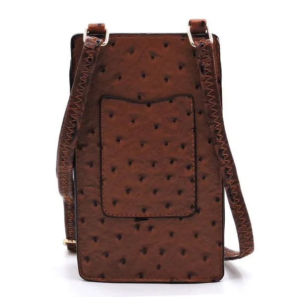 Ostrich look Croc Crossbody Bag Cell Phone Purse