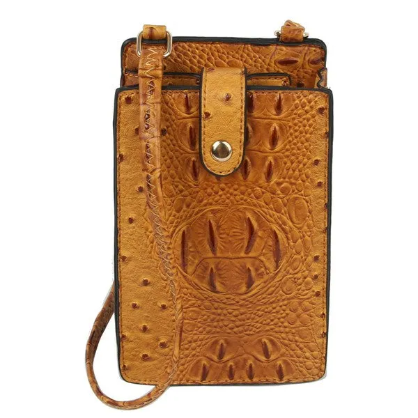 Ostrich look Croc Crossbody Bag Cell Phone Purse