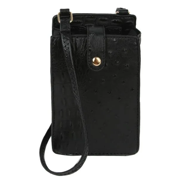 Ostrich look Croc Crossbody Bag Cell Phone Purse