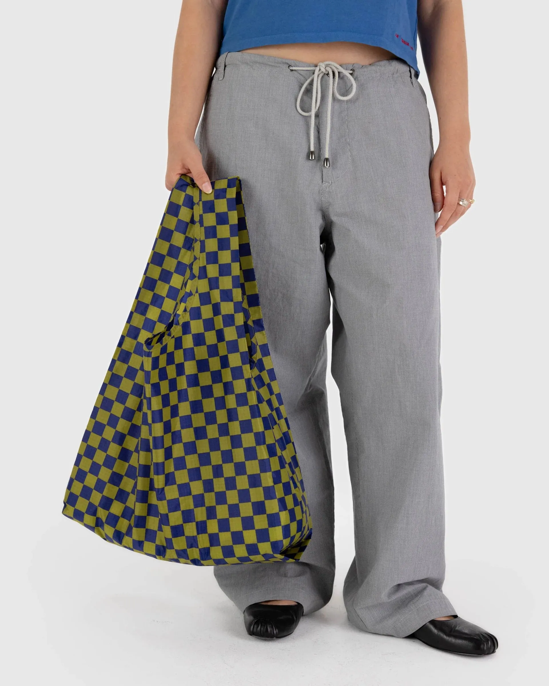 Pear Navy Check Standard Baggu