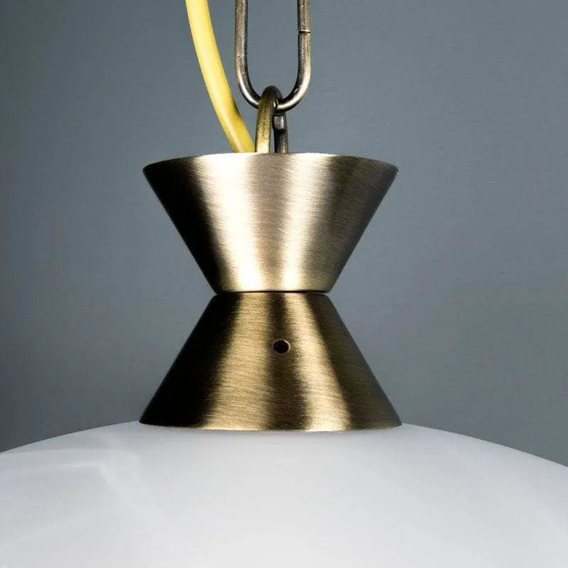 Pesscara Antique Brass & Alabaster Glass Pendant Light