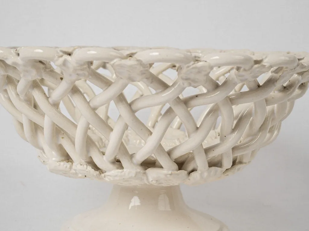 Pichon Uzes fruit basket bowl w/ white glaze - small 8"