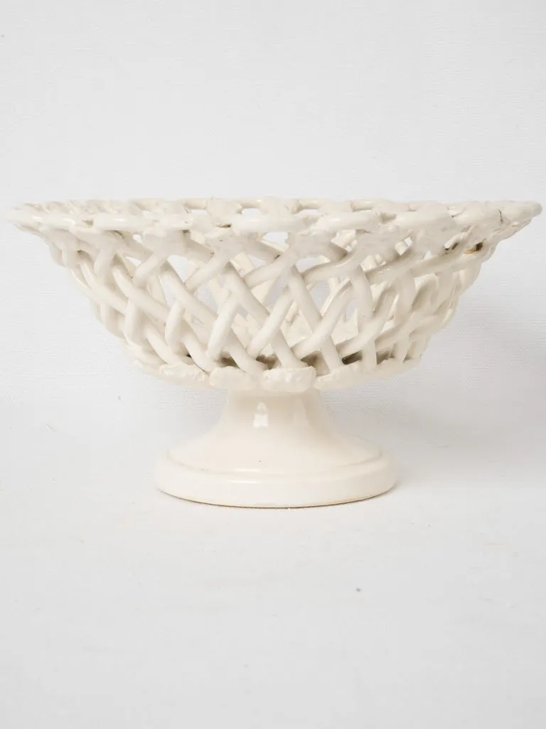Pichon Uzes fruit basket bowl w/ white glaze - small 8"