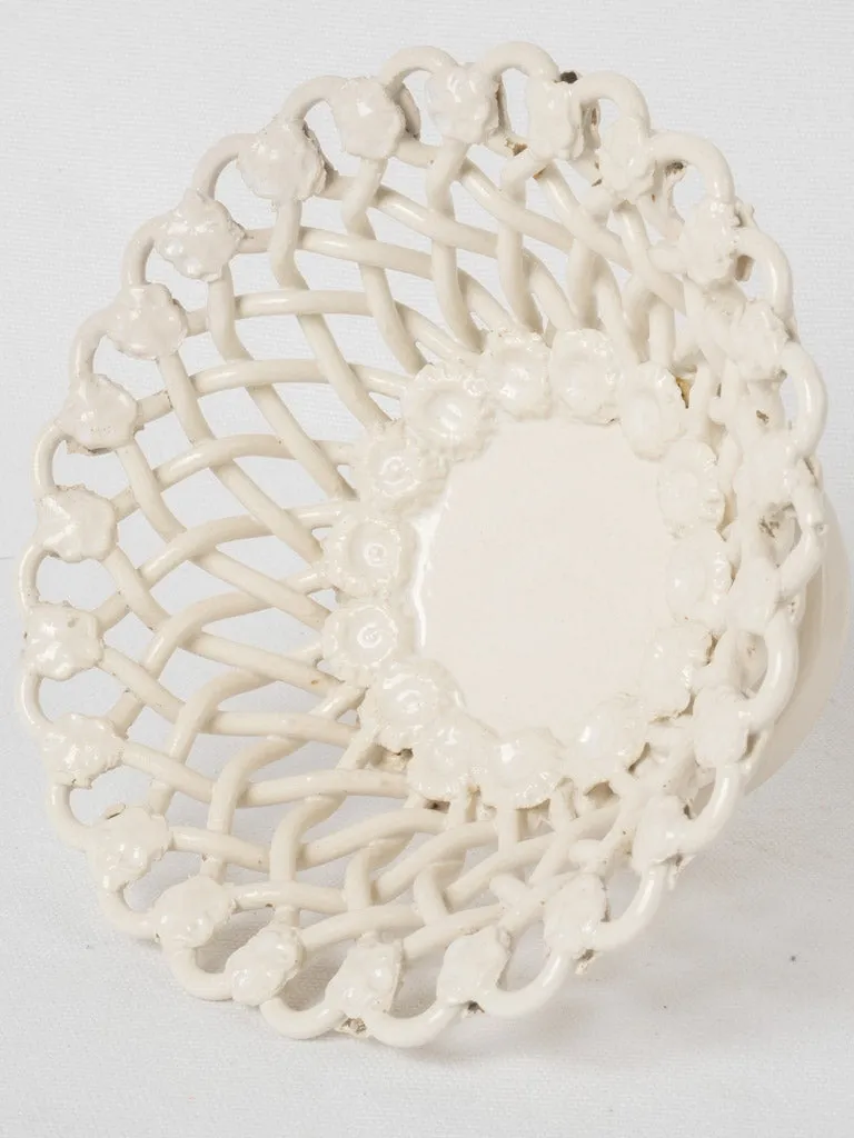 Pichon Uzes fruit basket bowl w/ white glaze - small 8"