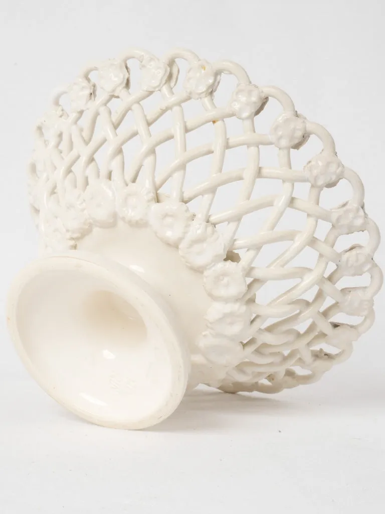 Pichon Uzes fruit basket bowl w/ white glaze - small 8"