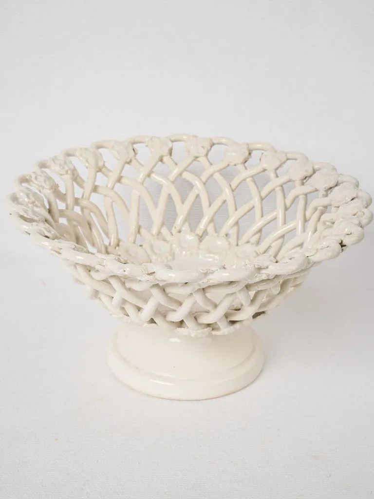 Pichon Uzes fruit basket bowl w/ white glaze - small 8"